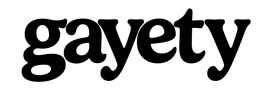 Bold black text spelling 'gayety' on a transparent background.