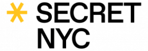 Yellow asterisk with text 'SECRET NYC' in black.